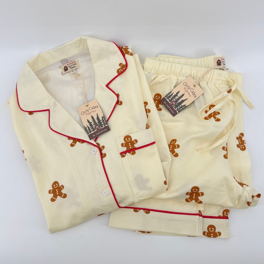 Kiel James Patrick KJP Gingerbread Dreams Pajama Set Med NWT Cozy Cabin Flannel